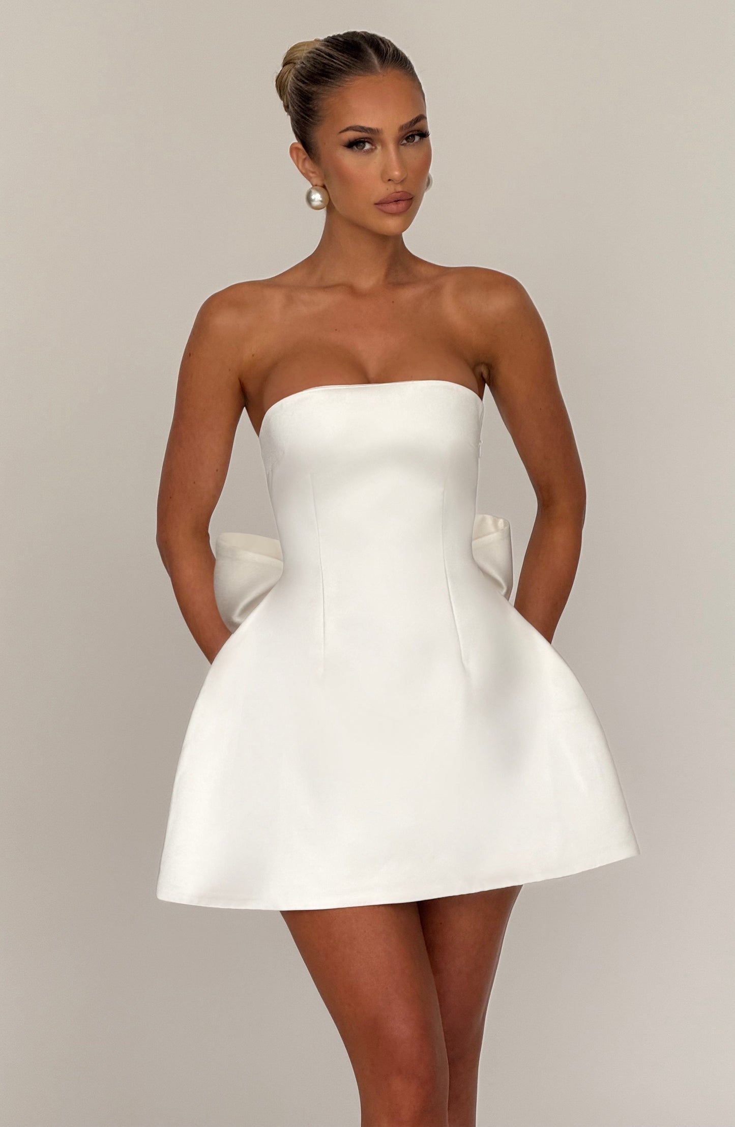 Abbey Mini Elbise – Ivory