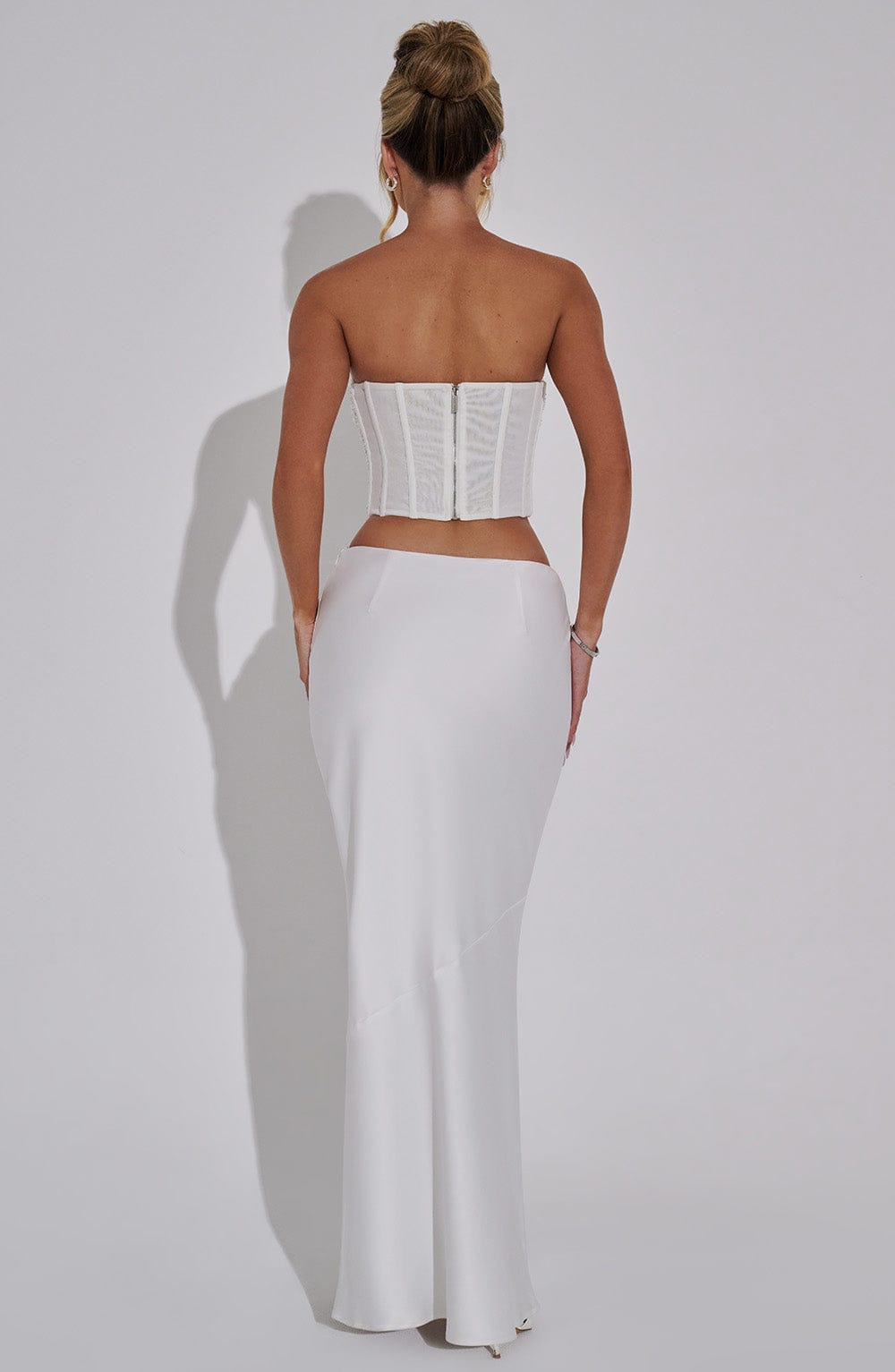 Bernadette Saten Maxi Etek – Ekru