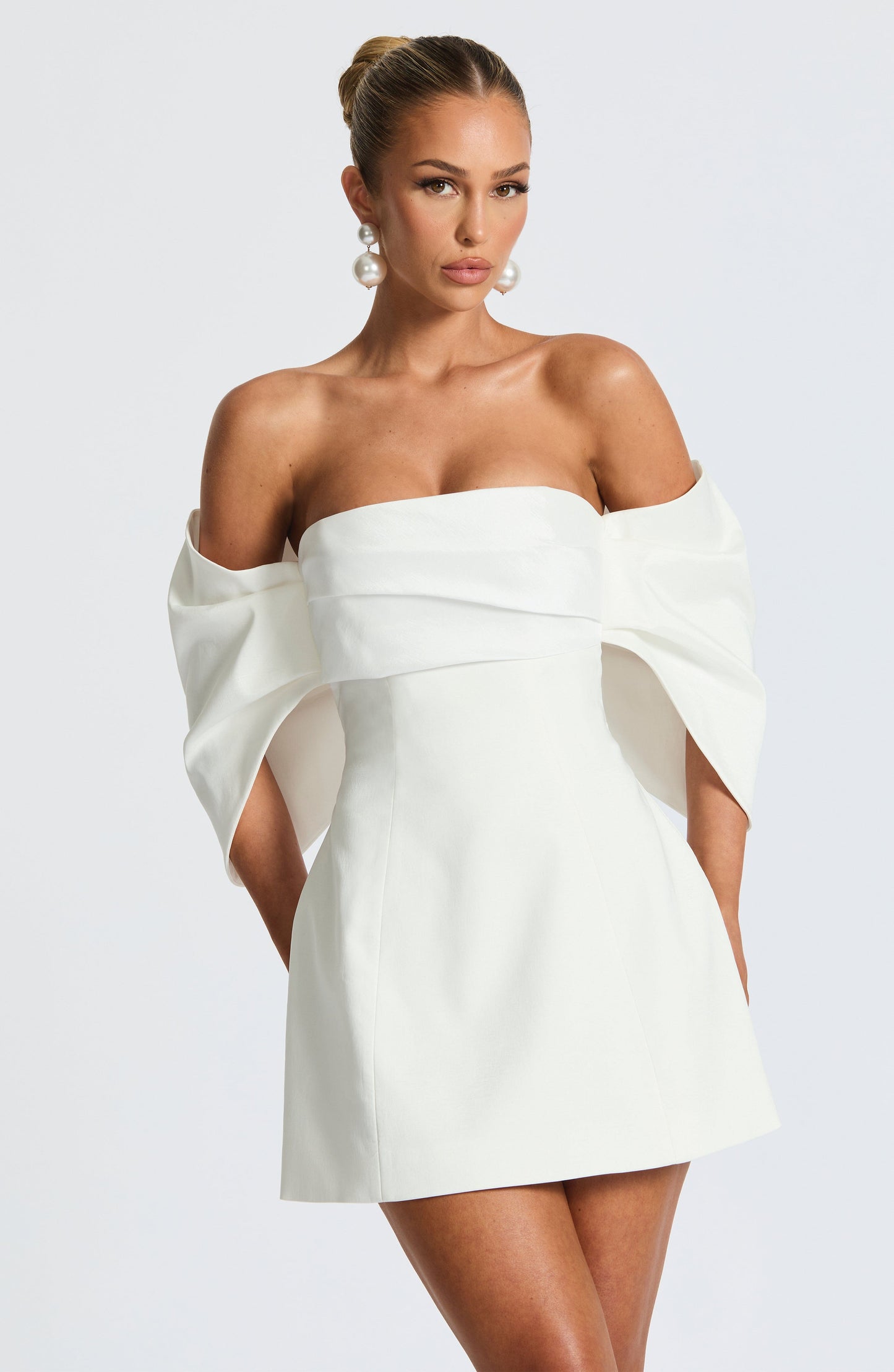 Briella Mini Elbise – Ekru