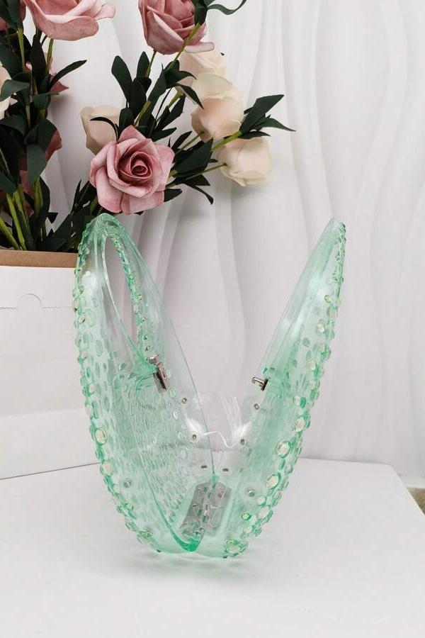 Diamante Süslemeli Akrilik Clutch Çanta