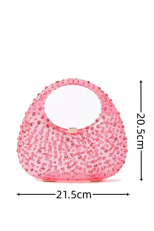 Diamante Süslemeli Akrilik Clutch Çanta