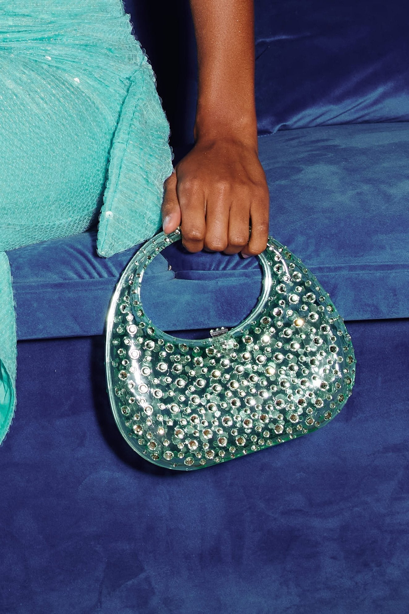Diamante Süslemeli Akrilik Clutch Çanta