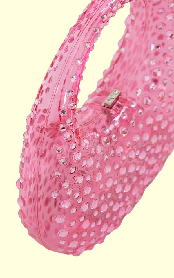 Diamante Süslemeli Akrilik Clutch Çanta