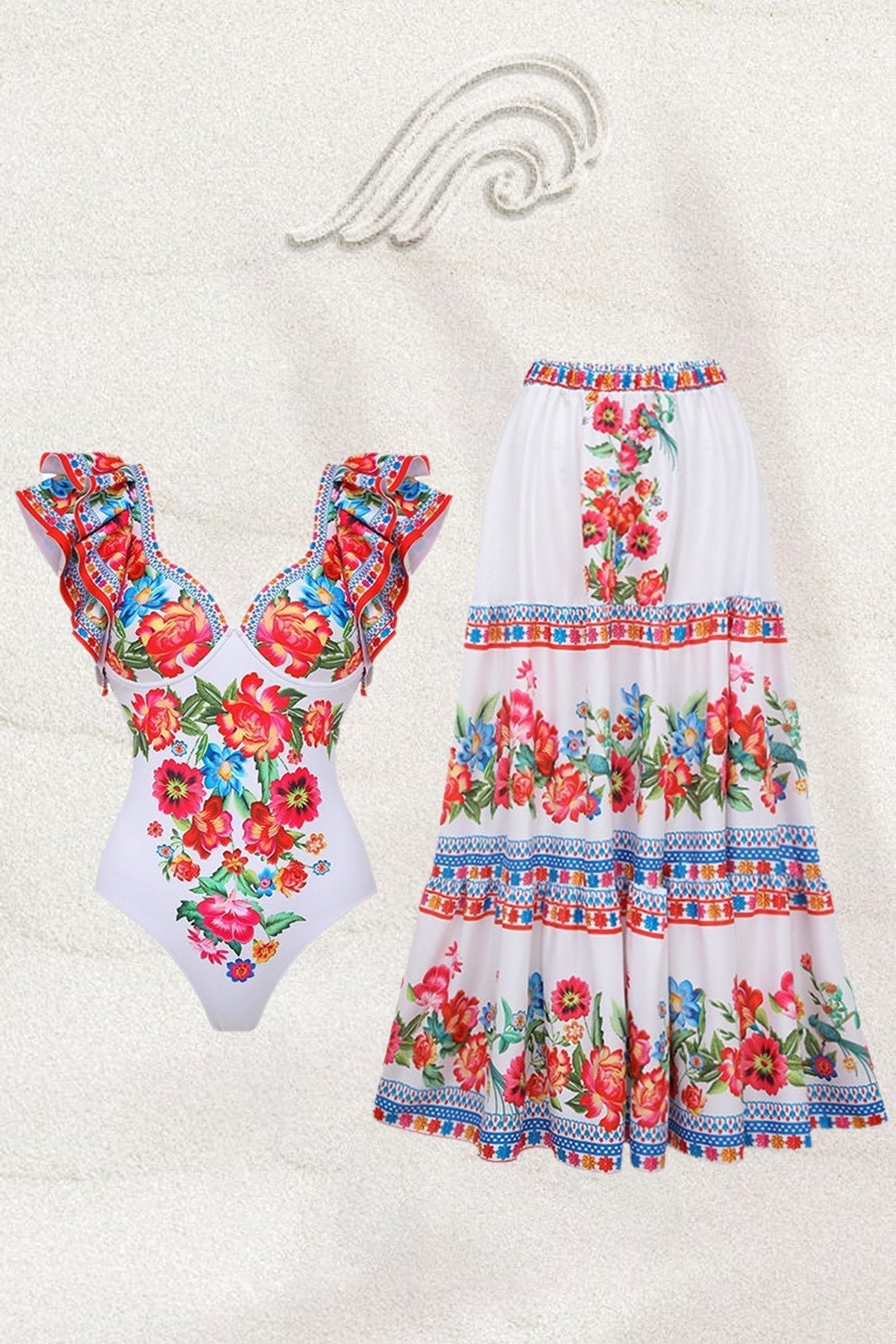 Livia Vintage Floral Baskılı İki Parça Mayo Takımı