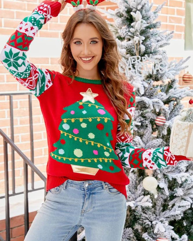 Karikatür İşlemeli Örme Kazak