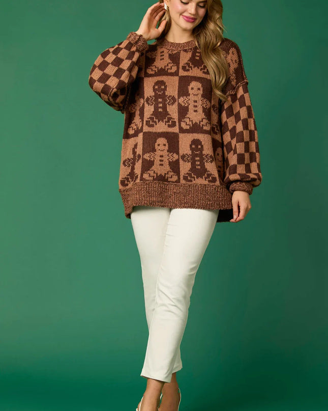 Şeker Kamışı Noel İğneleri ve Zencefilli Kurabiye Adam Örgü Kazak