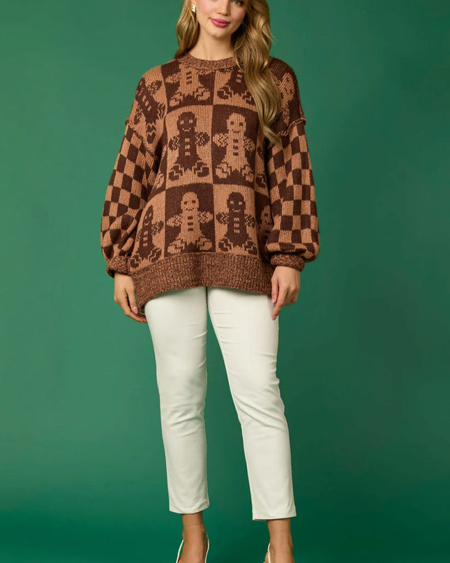 Şeker Kamışı Noel İğneleri ve Zencefilli Kurabiye Adam Örgü Kazak