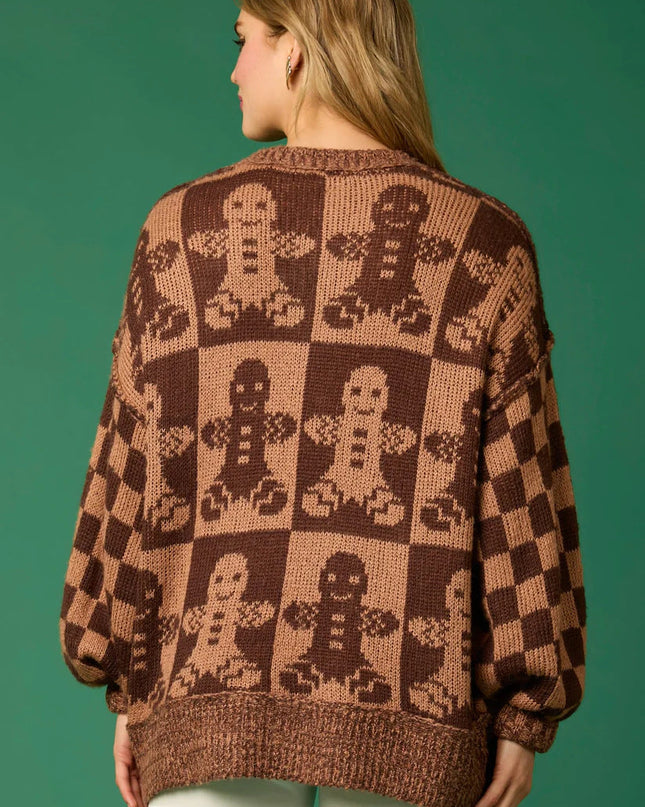 Şeker Kamışı Noel İğneleri ve Zencefilli Kurabiye Adam Örgü Kazak