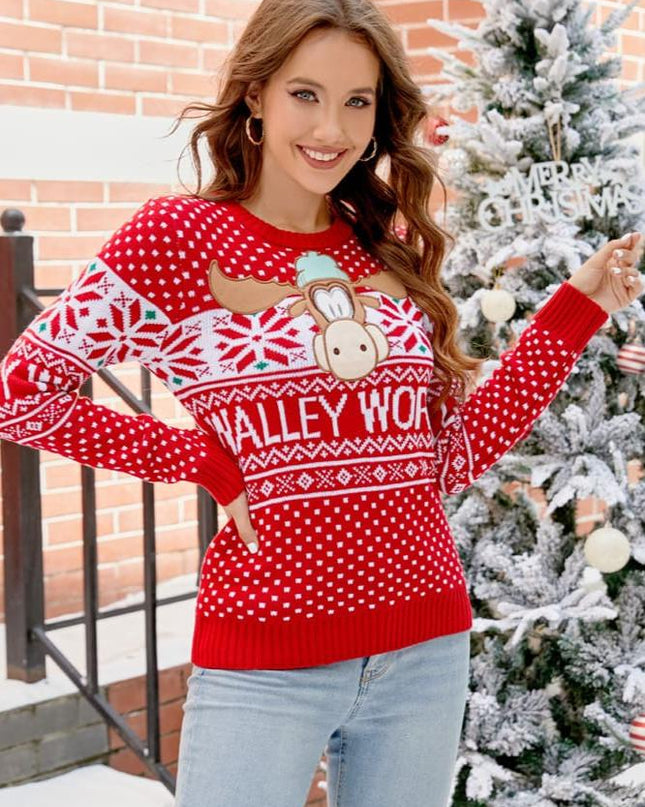 Karikatür İşlemeli Örme Kazak