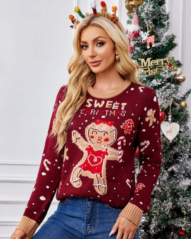 Günlük Bisiklet Yaka İşlemeli Kazak – Zencefilli Kurabiye Adam