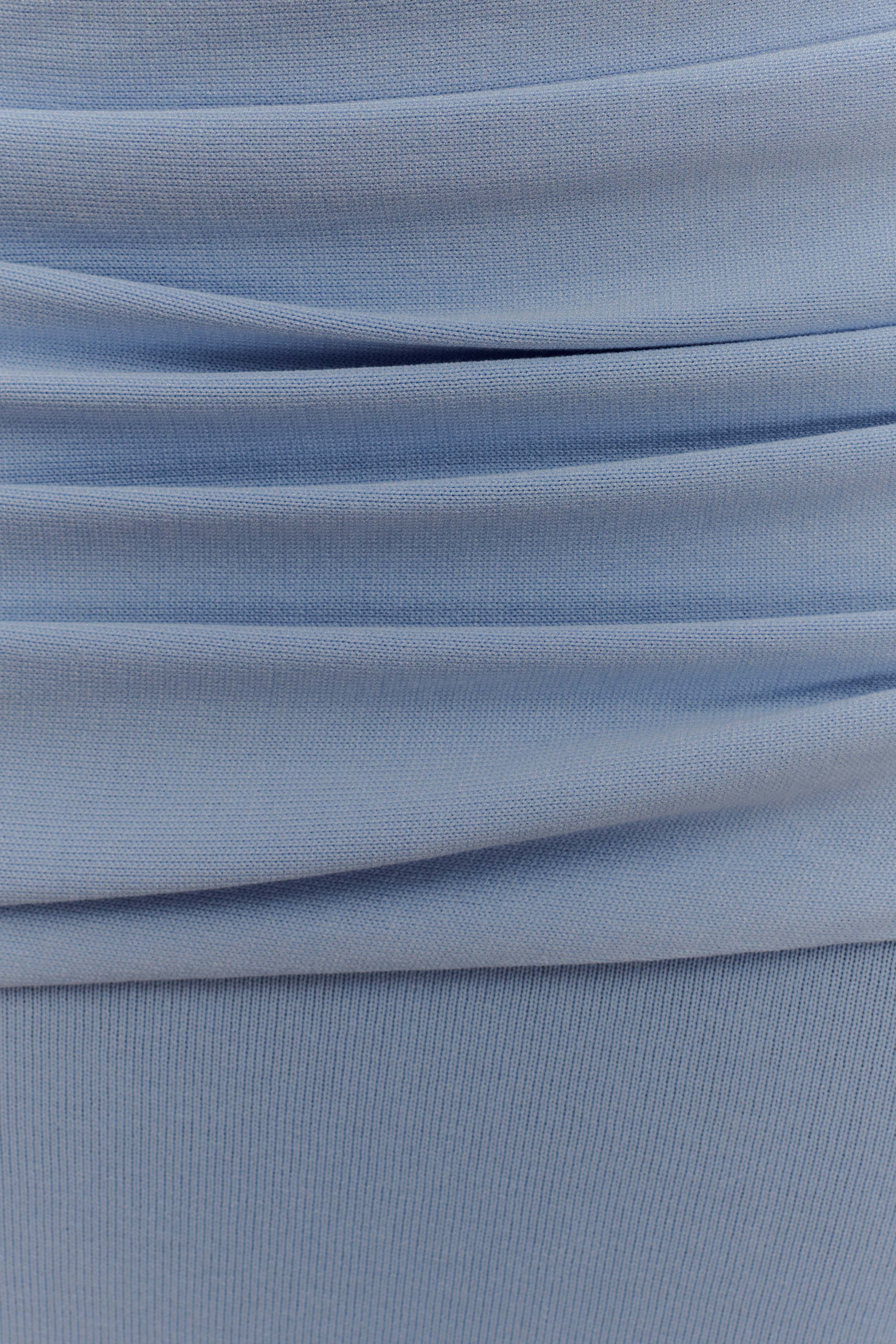 Skyline Drapeli Maxi Etek – Buz Mavi