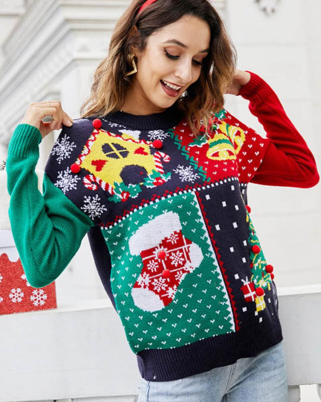 Kar Tanesi Noel Ağacı Kazak Örgü Kazak