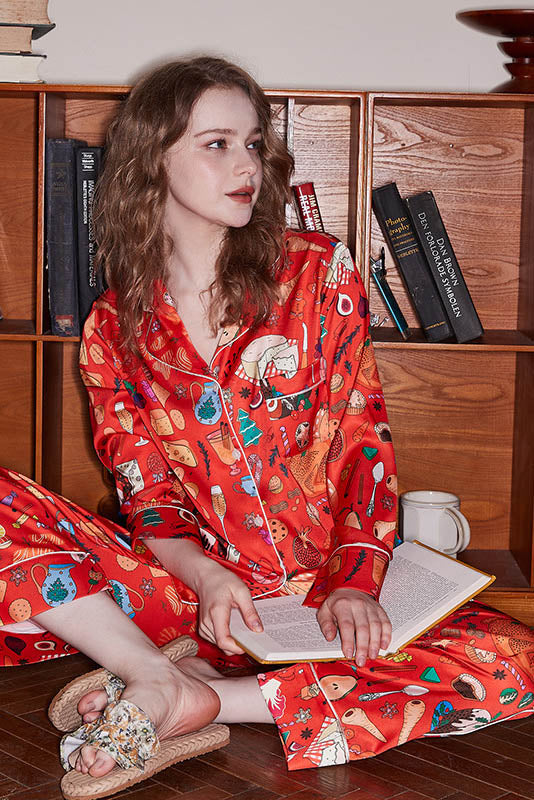 Sıcak Hava Balonu Baskılı Pijama Takımı - Turuncu