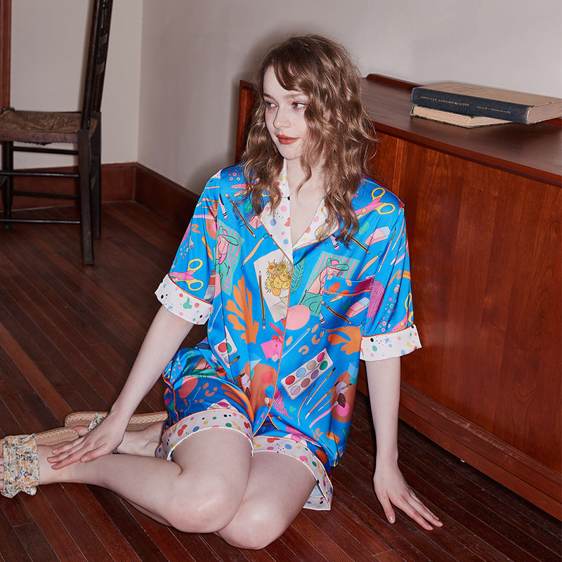 Sıcak Hava Balonu Baskılı Pijama Takımı - Mavi