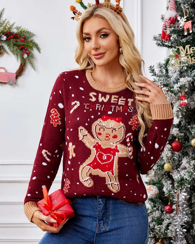 Günlük Bisiklet Yaka İşlemeli Kazak – Zencefilli Kurabiye Adam