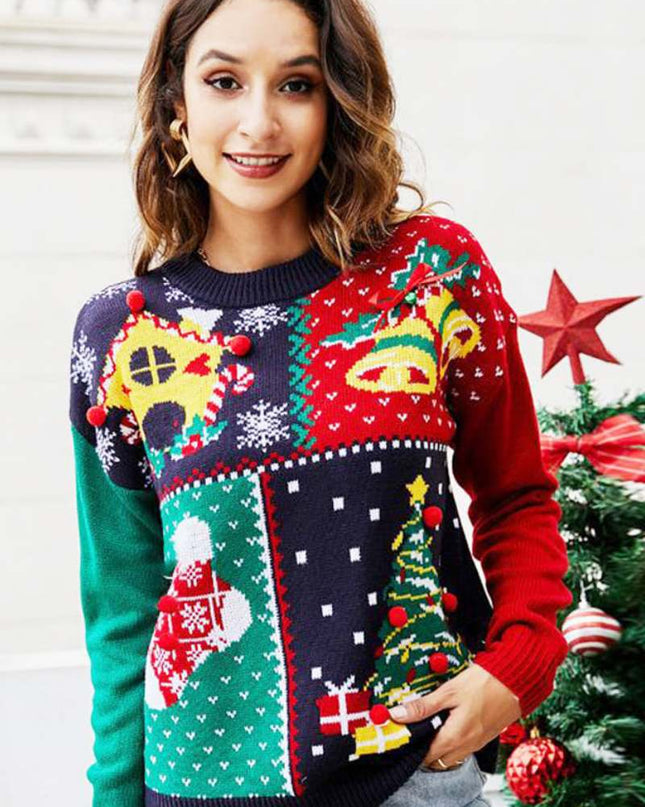 Kar Tanesi Noel Ağacı Kazak Örgü Kazak