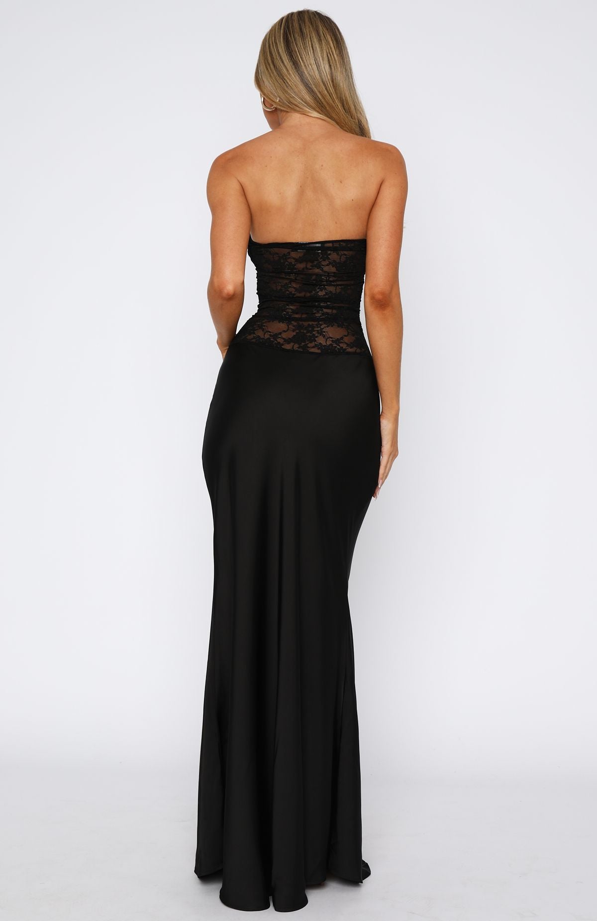 Fall In Love Siyah Straplez Maxi Elbise