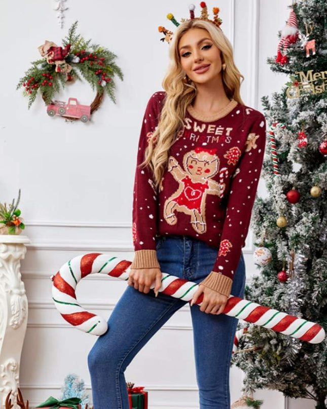 Günlük Bisiklet Yaka İşlemeli Kazak – Zencefilli Kurabiye Adam