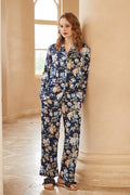 Begonya Çiçeği Desenli Uzun Kollu Pijama Takımı