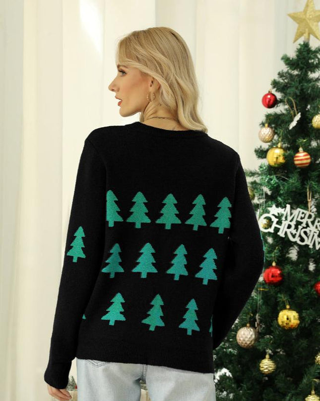 Parıldayan Payetli Noel Ağacı Örgü Kazak