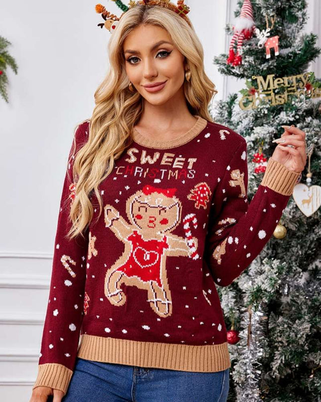 Günlük Bisiklet Yaka İşlemeli Kazak – Zencefilli Kurabiye Adam