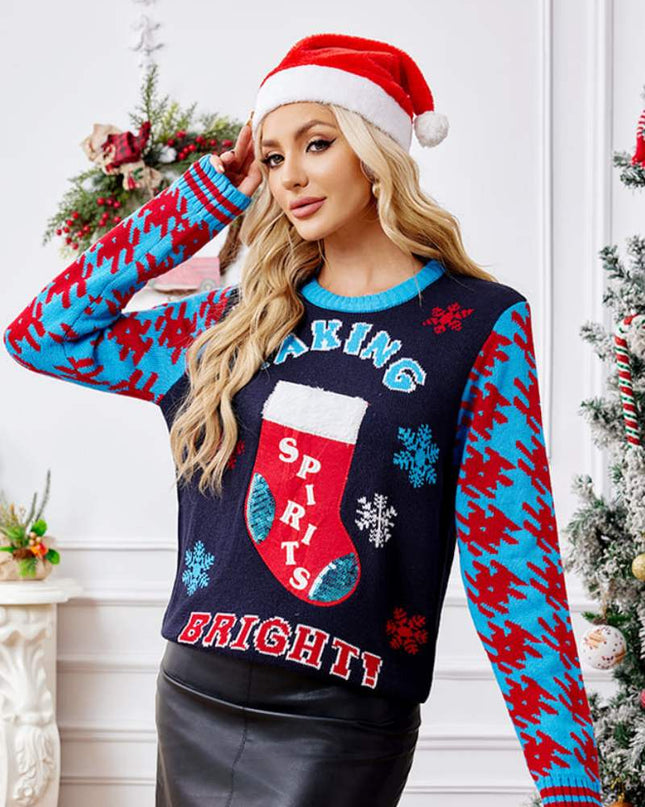 Günlük Noel Çorapları Nakışlı Örgü Kazak