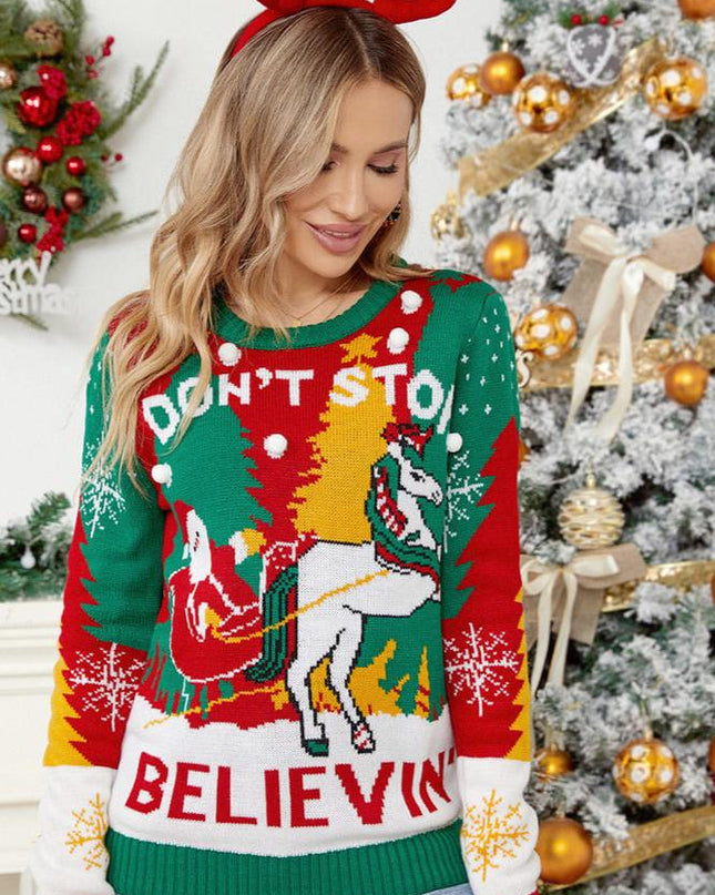 NOEL BABA VE REYN GEYİĞİ KIZAK ÖRGÜ KAZAK