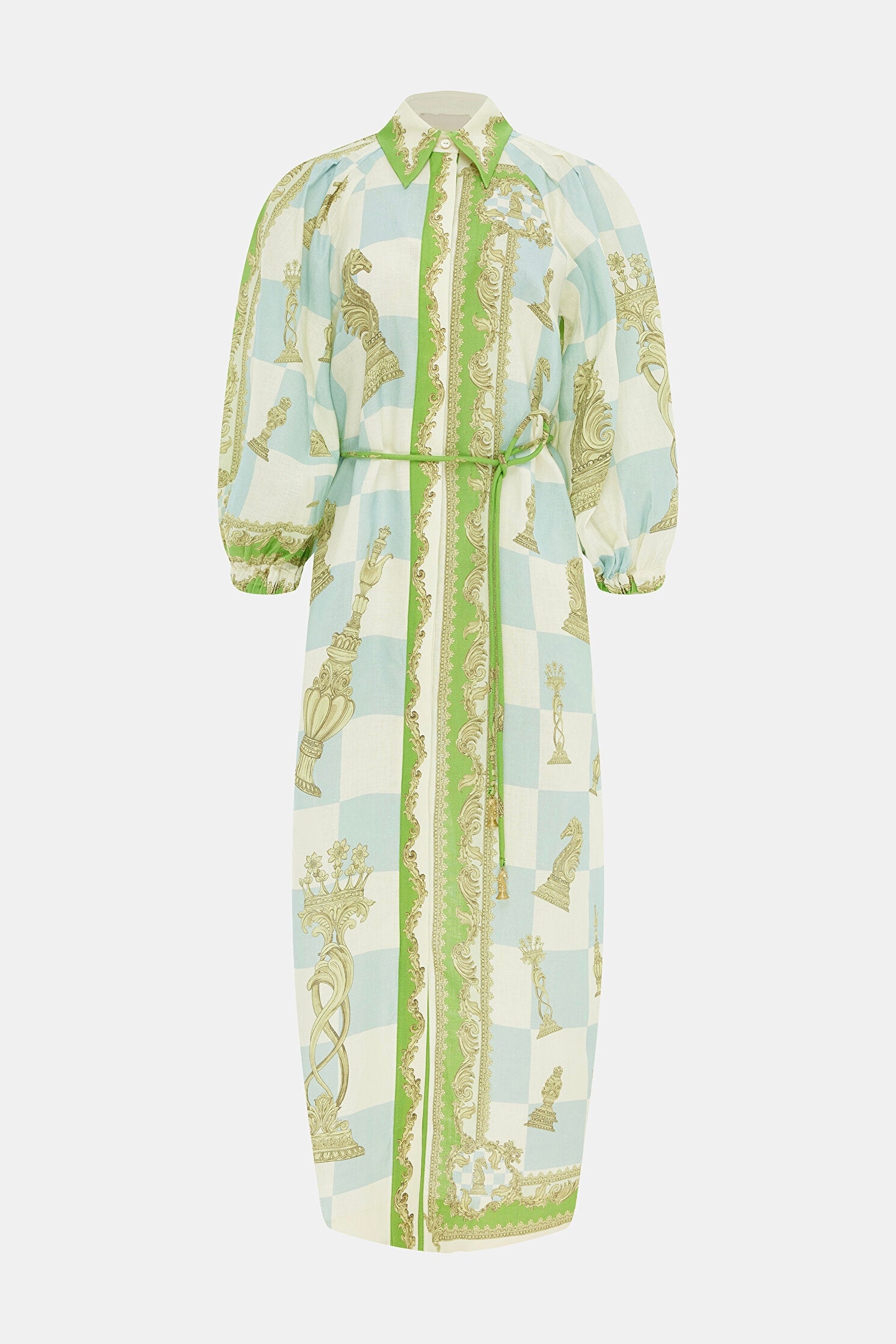 Chessé Satranç Desenli Kuşaklı Elbise