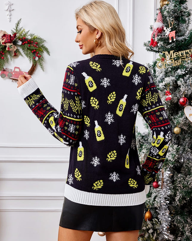 Günlük Bisiklet Yaka Örgü Kazak – Noel Baba Bira Keyfi