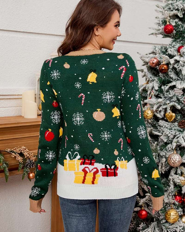 Noel Baba Yuvarlak Yaka Kazak Örgü Kazak