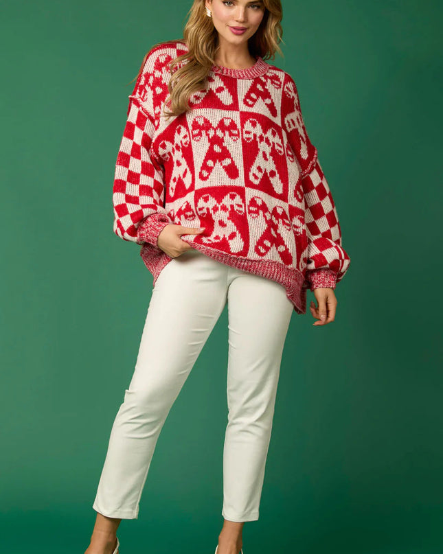 Şeker Kamışı Noel İğneleri ve Zencefilli Kurabiye Adam Örgü Kazak