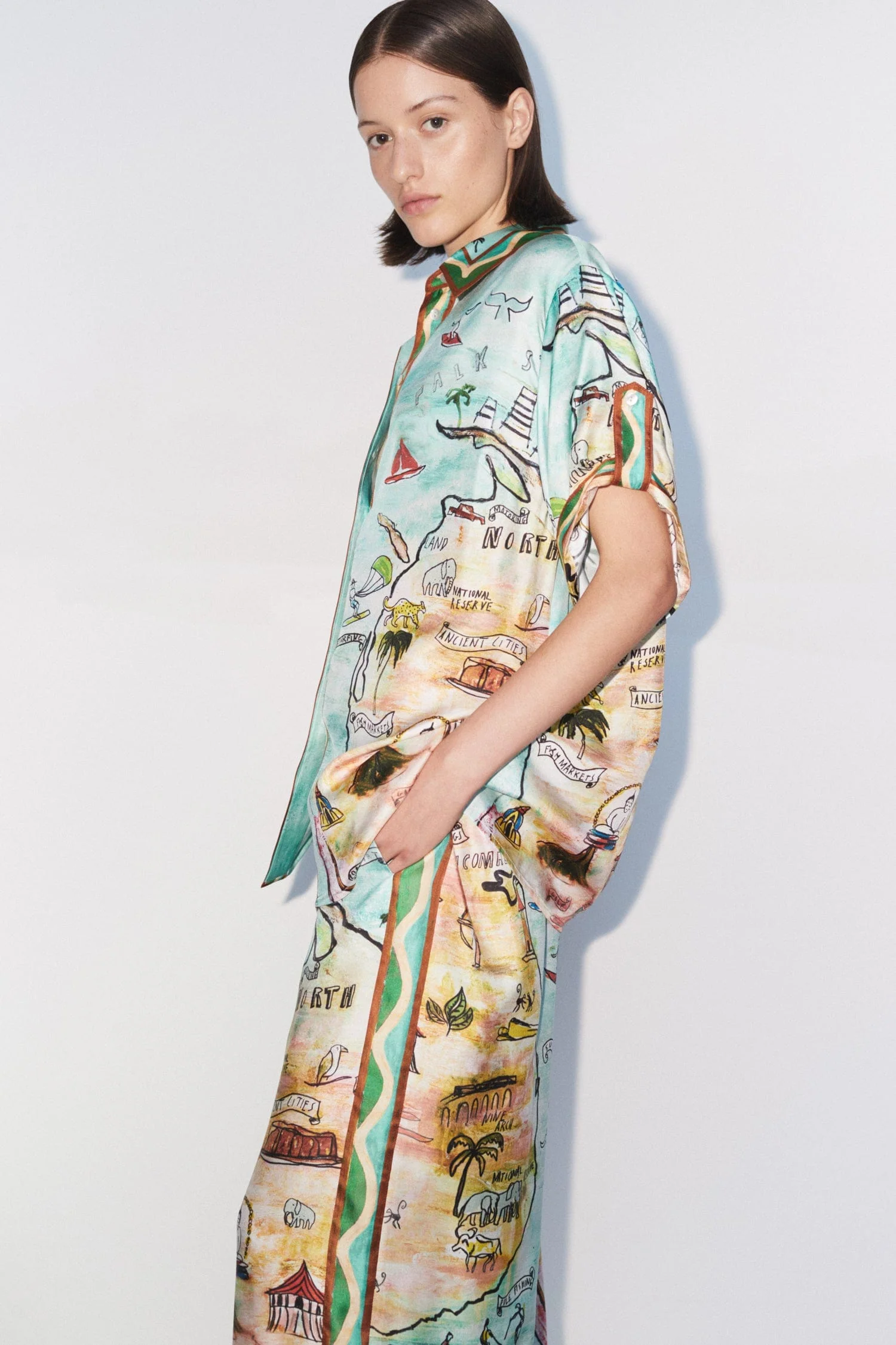 Cartolina Desenli Oversize Gömlek