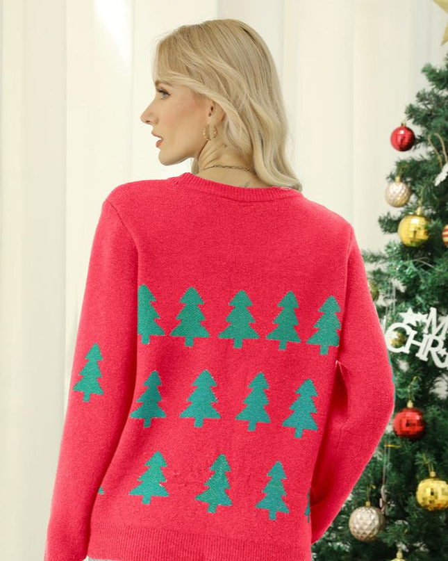 Parıldayan Payetli Noel Ağacı Örgü Kazak