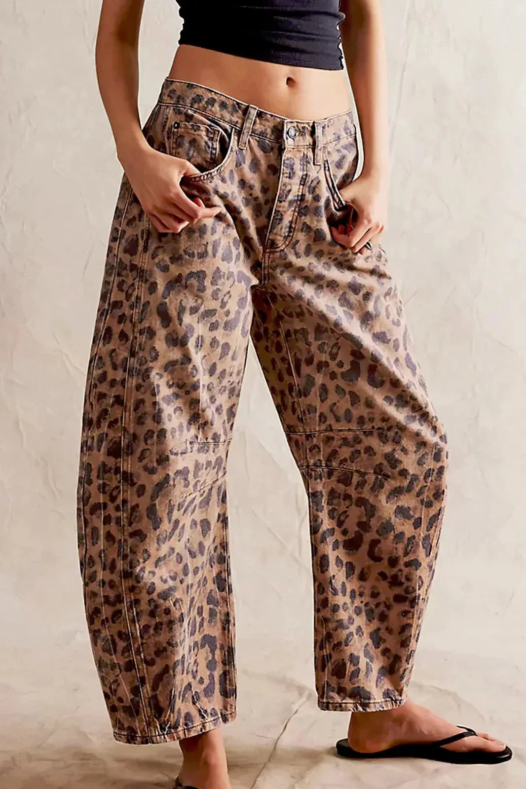 Leopar Desenli Fıçı Pantolon