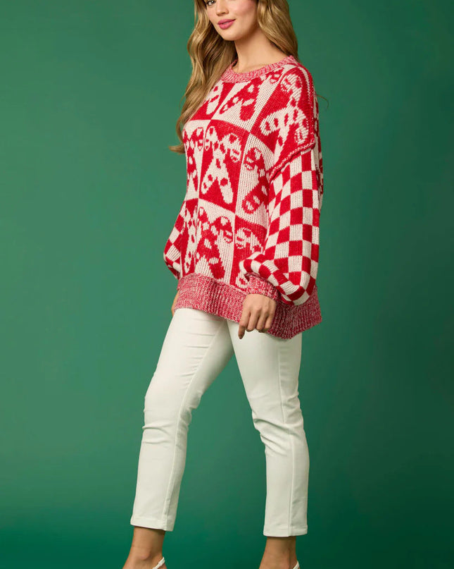 Şeker Kamışı Noel İğneleri ve Zencefilli Kurabiye Adam Örgü Kazak