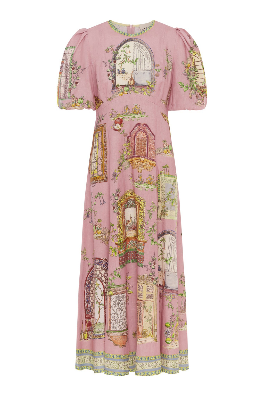 Renaissance Window Pembe Balon Kol Elbise