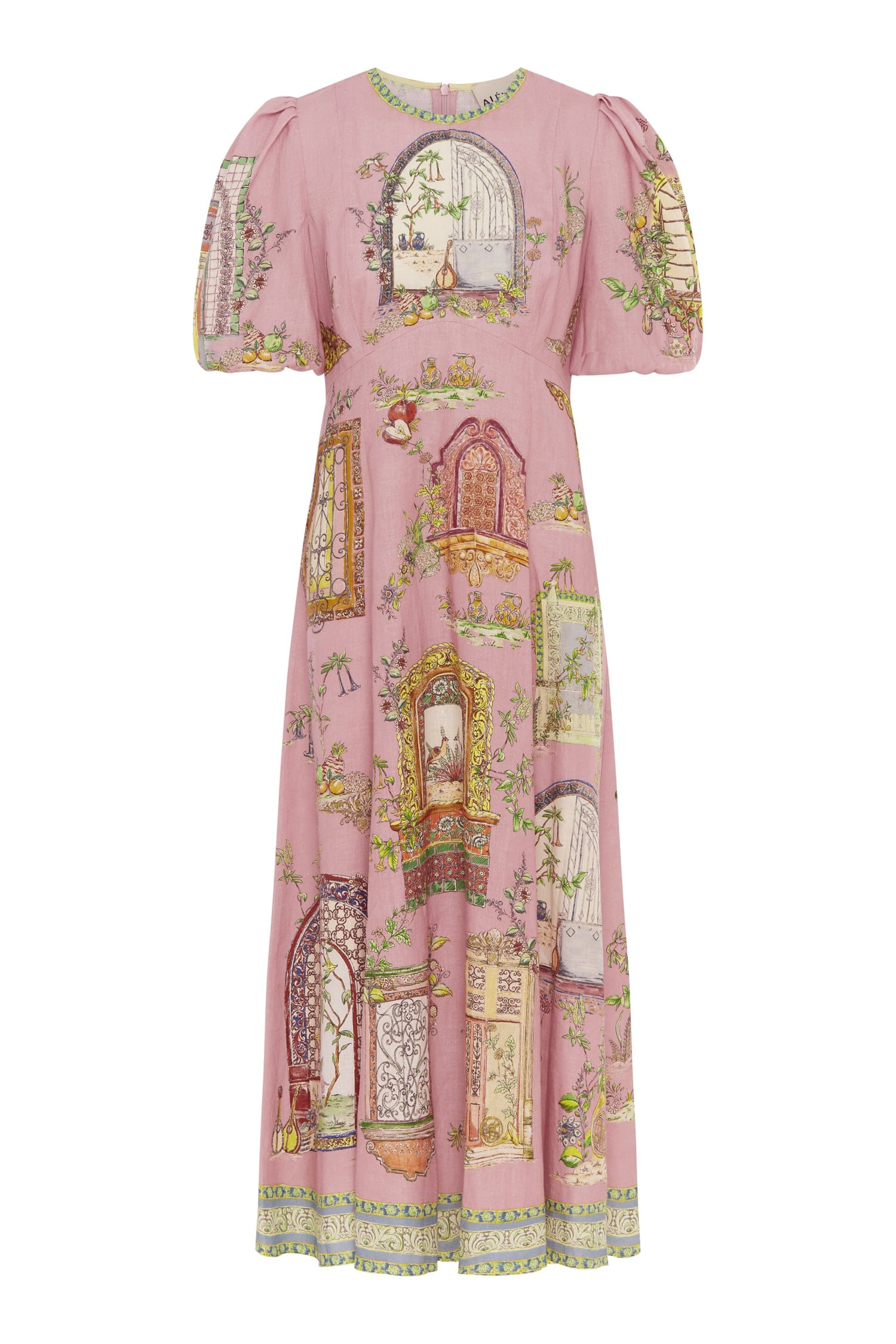 Renaissance Window Pembe Balon Kol Elbise