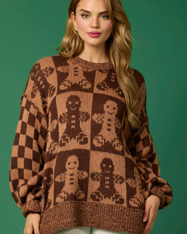 Şeker Kamışı Noel İğneleri ve Zencefilli Kurabiye Adam Örgü Kazak