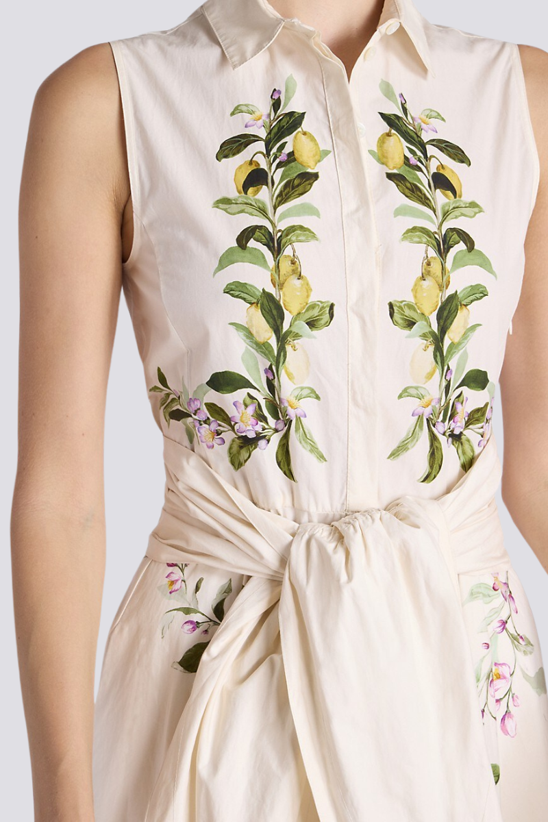 Adelle Çiçekli Fiyonklu Kolsuz Uzun Elbise