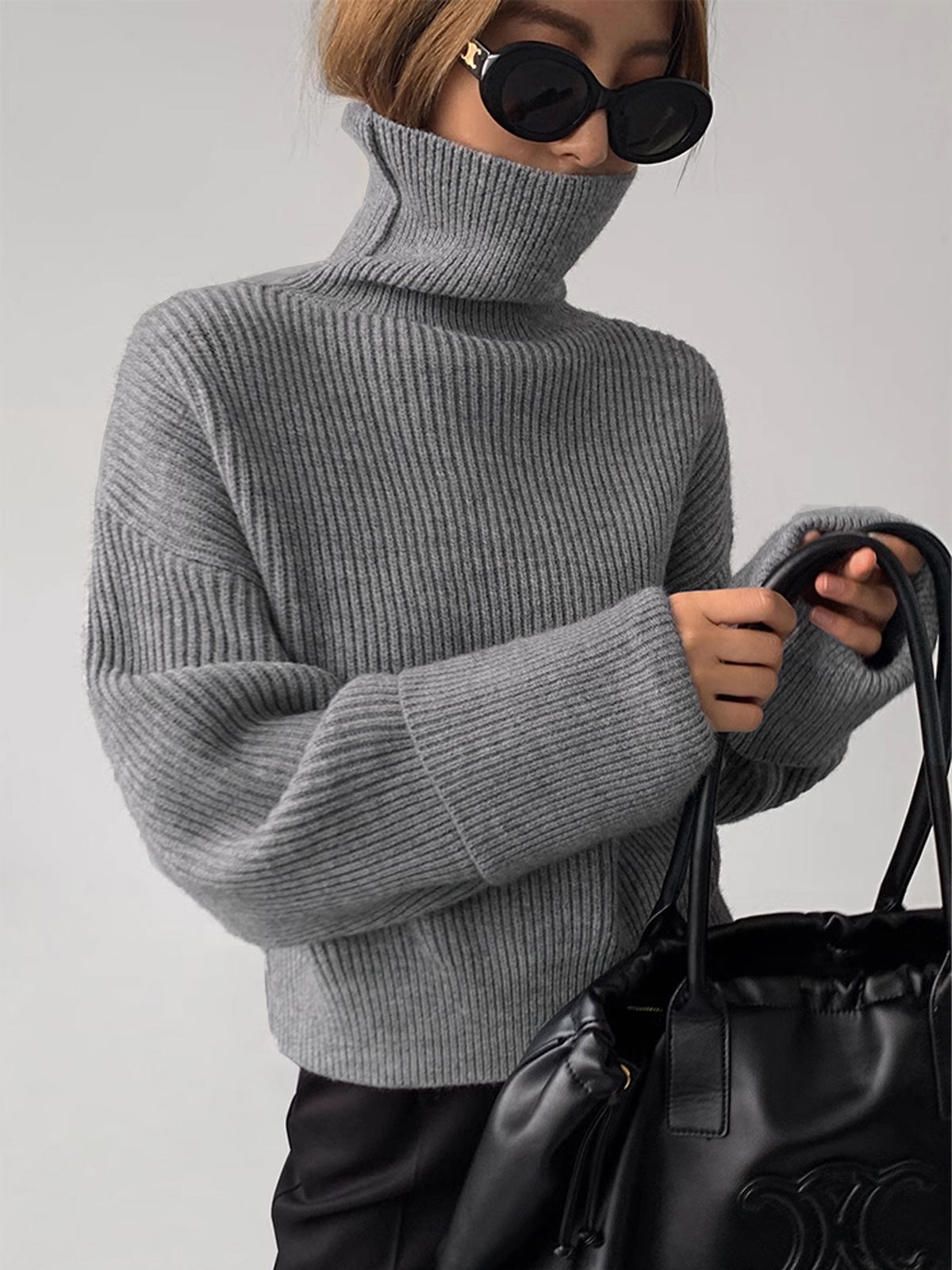 Turtleneck Yivli Sıcak Kazak