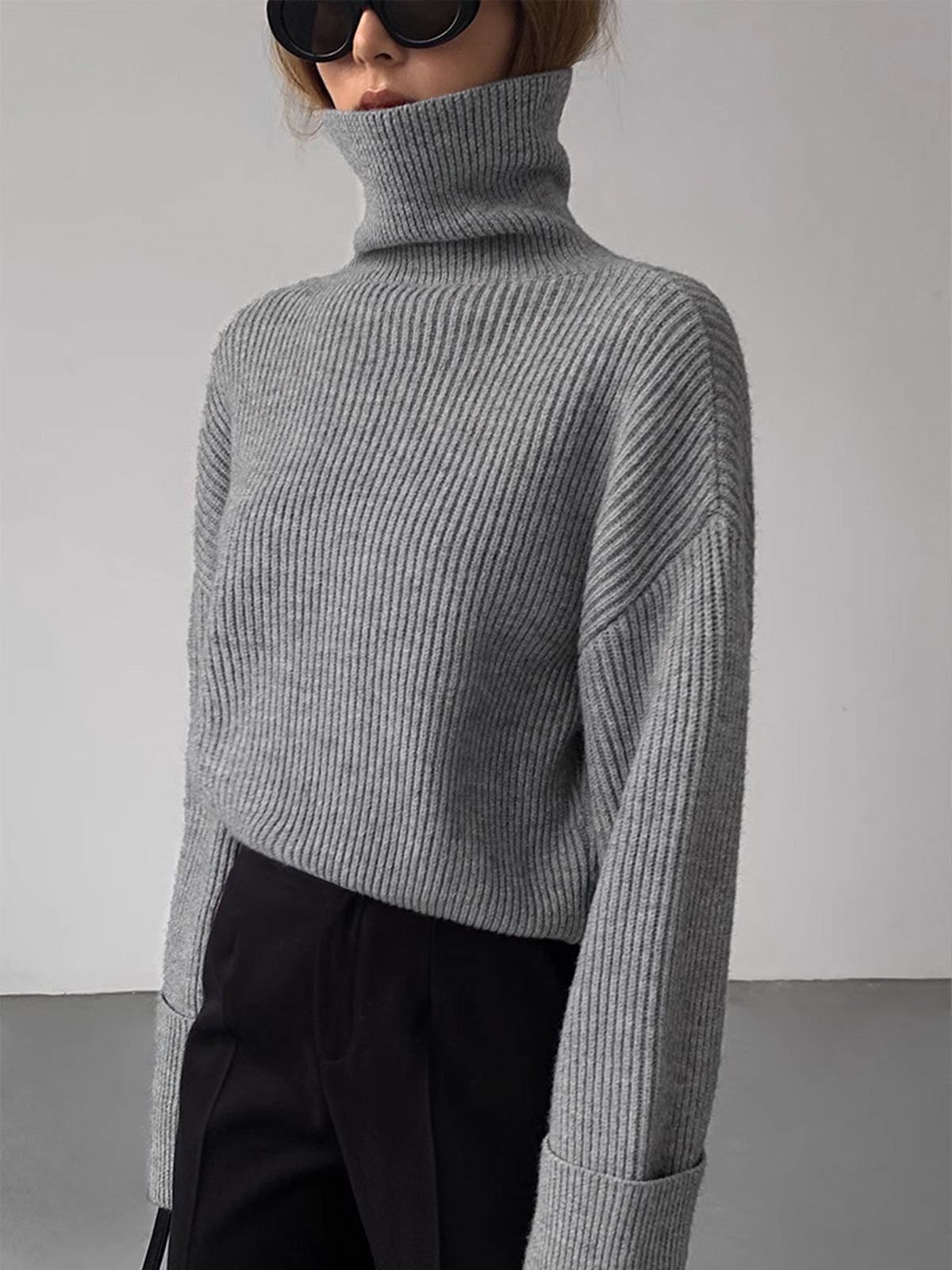 Turtleneck Yivli Sıcak Kazak