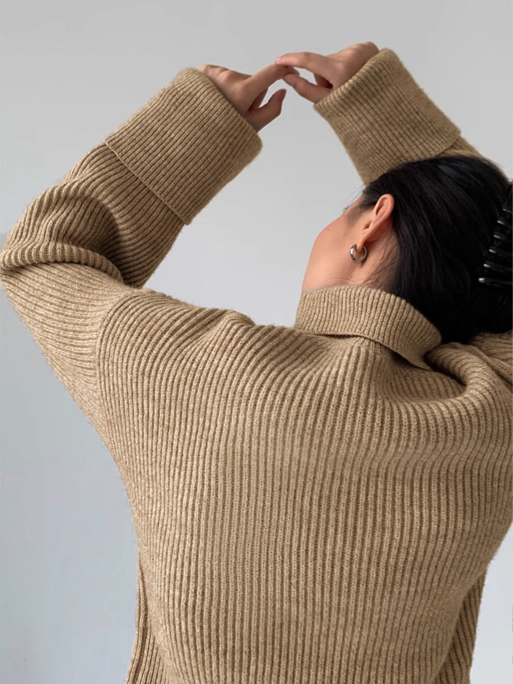 Turtleneck Yivli Sıcak Kazak