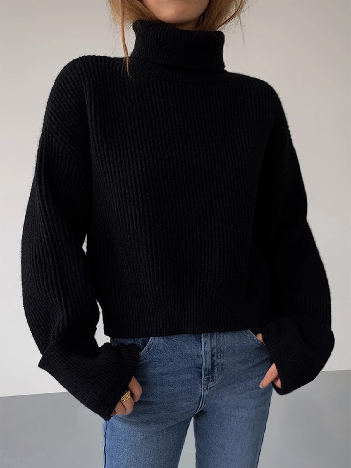 Turtleneck Yivli Sıcak Kazak