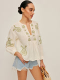 Boho İşlemeli Bluz
