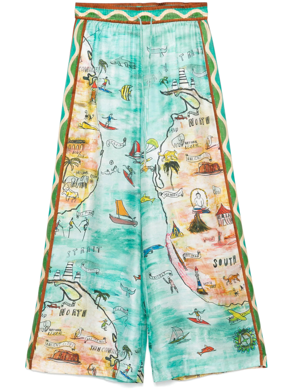 Cartolina Desenli Geniş Paça Pantolon