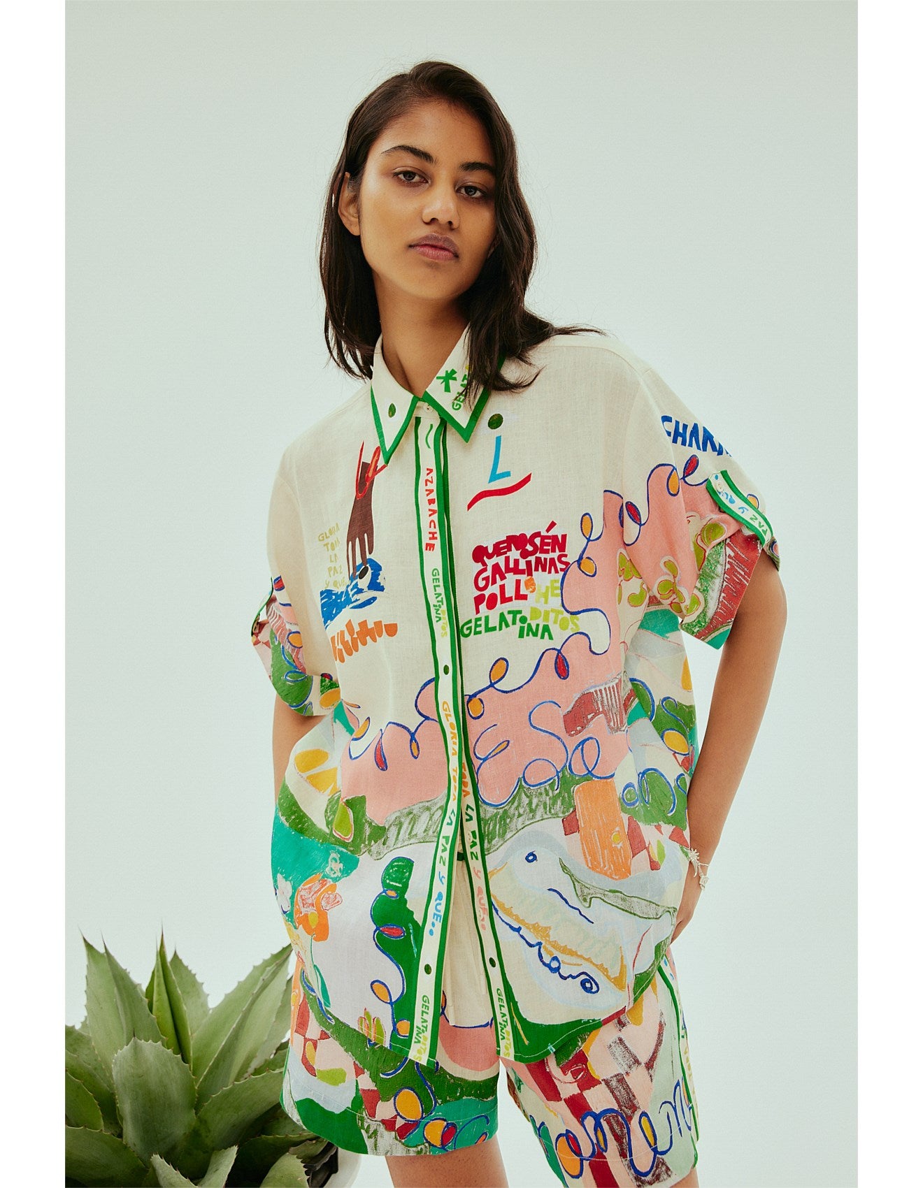 Gelatina Art Set – Renkli Oversize Gömlek & Şort Takımı