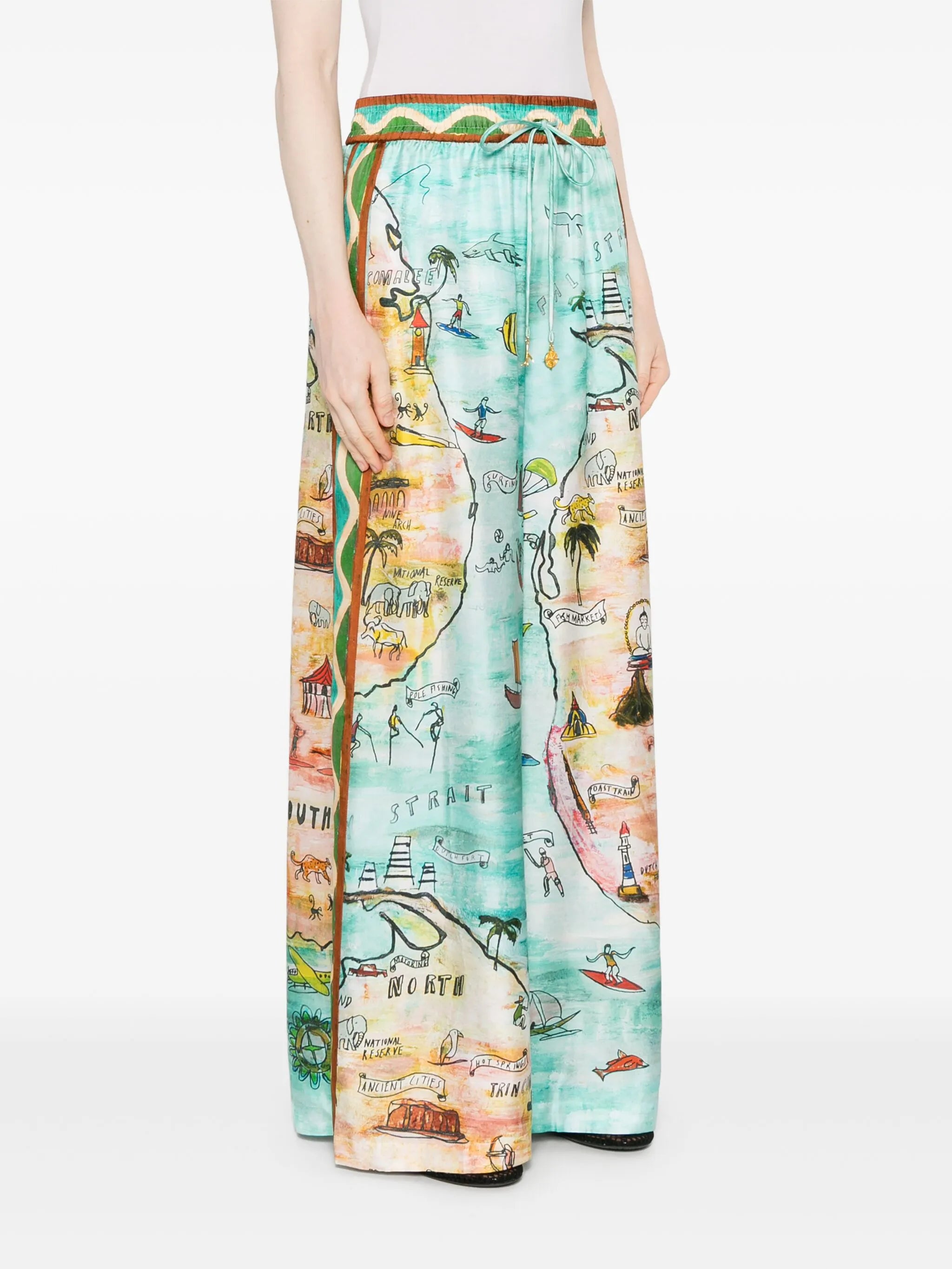 Cartolina Desenli Geniş Paça Pantolon