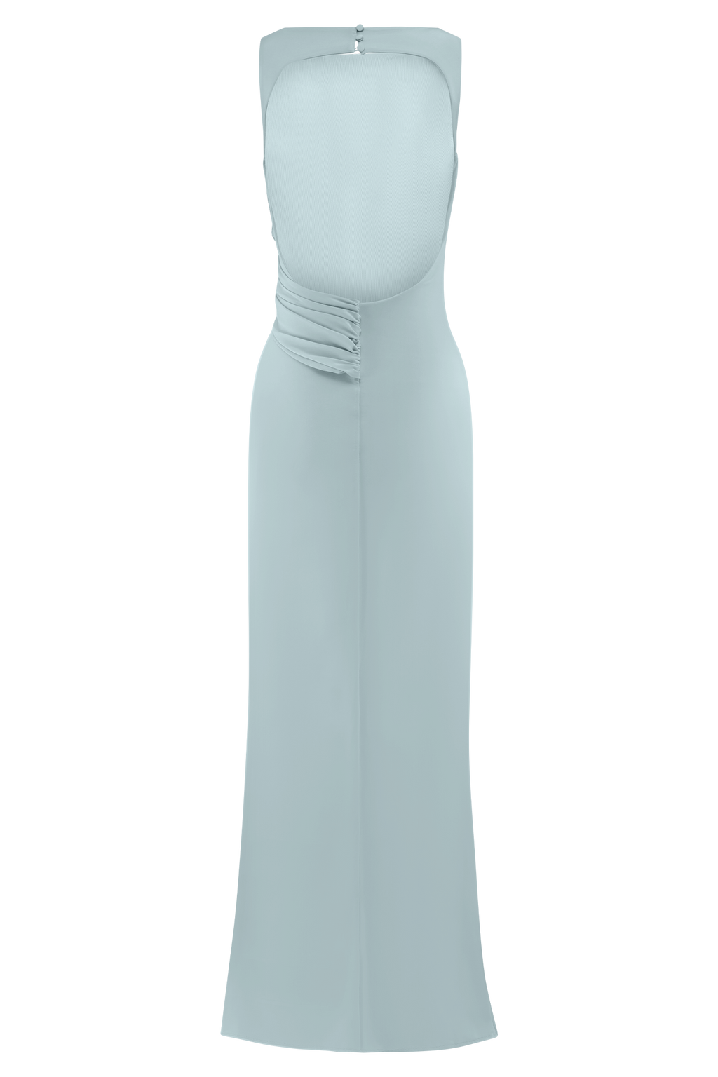 Drapeli Saten Uzun Elbise – Açık Mavi