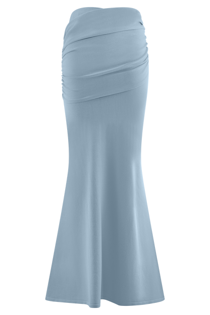 Skyline Drapeli Maxi Etek – Buz Mavi