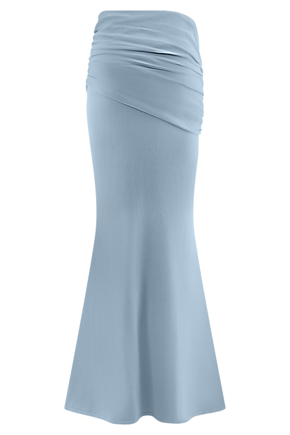 Skyline Drapeli Maxi Etek – Buz Mavi